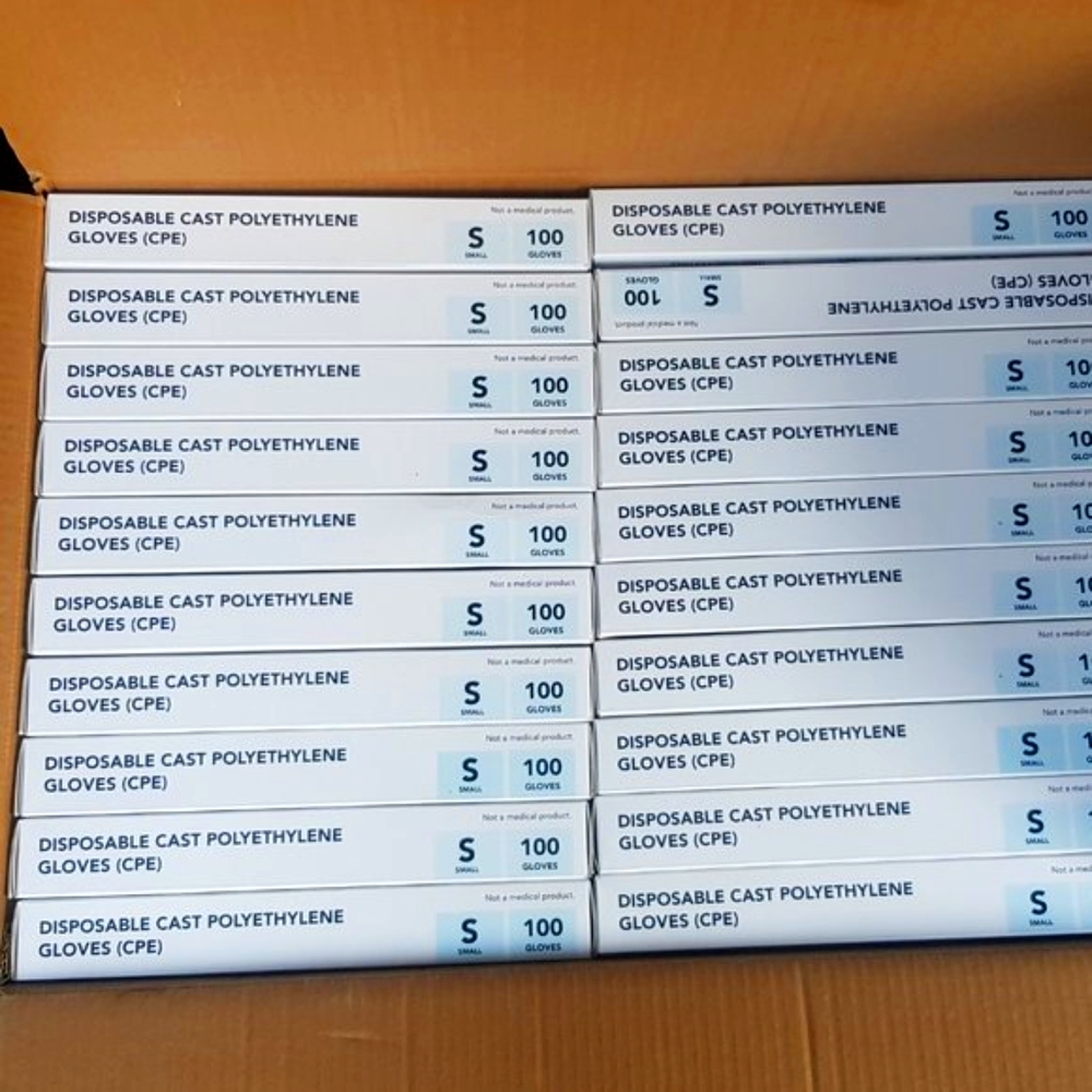 Intco Disposable Cast Polyethylene Gloves ,Cases of 2000  Gloves size Small